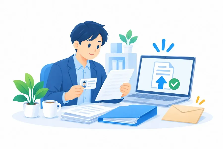 必要書類をWebからアップロードする様子